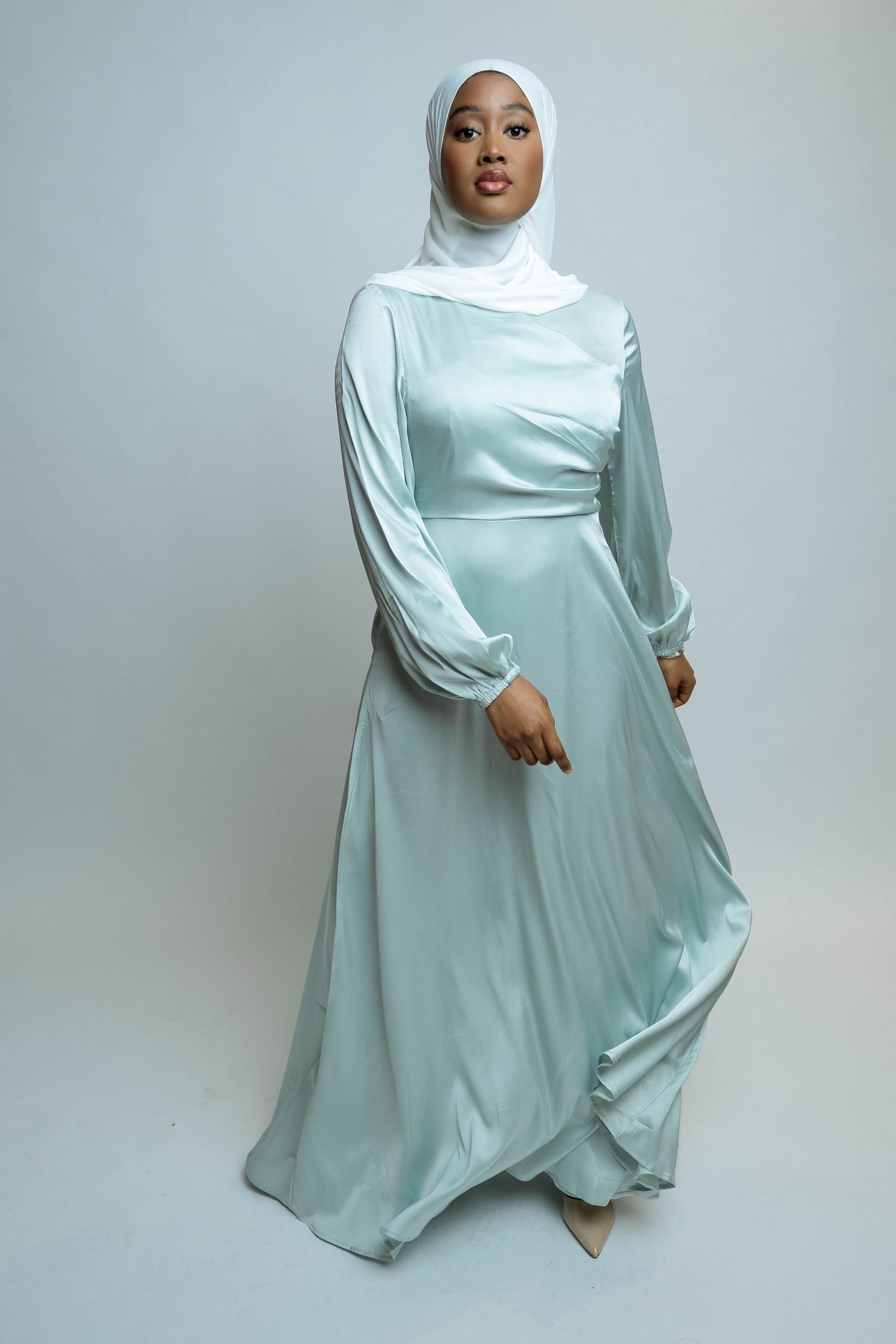 Light Green Maxi Dress - Satin Large Light Green Maxi Dress - Satin Large