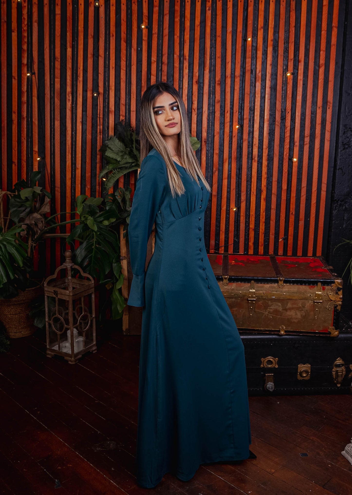 Zara Button Maxi Dress - Teal