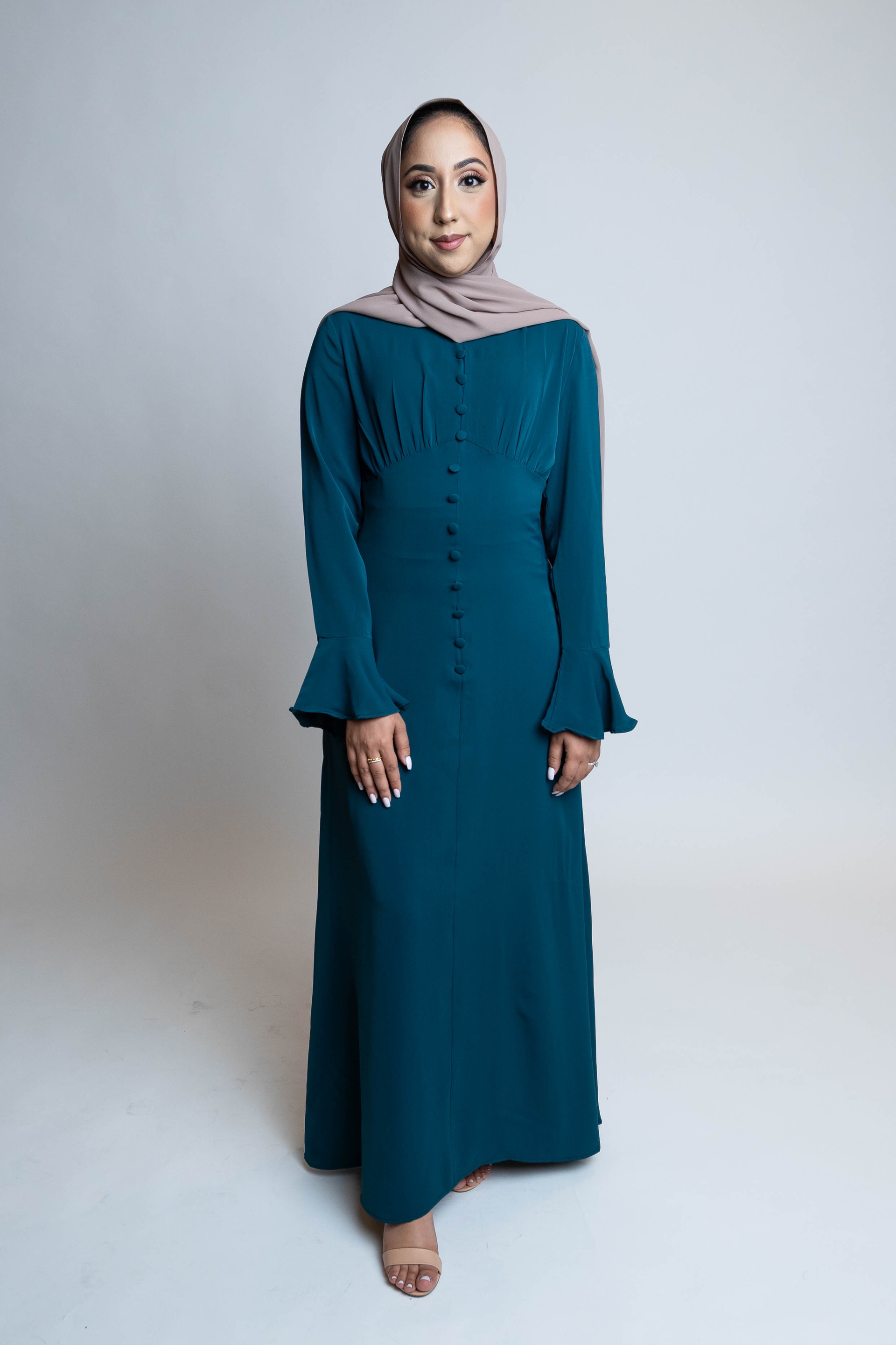 Zara Button Maxi Dress - Teal Delicate Hijabi Zara Button Maxi Dress - Teal Delicate Hijabi